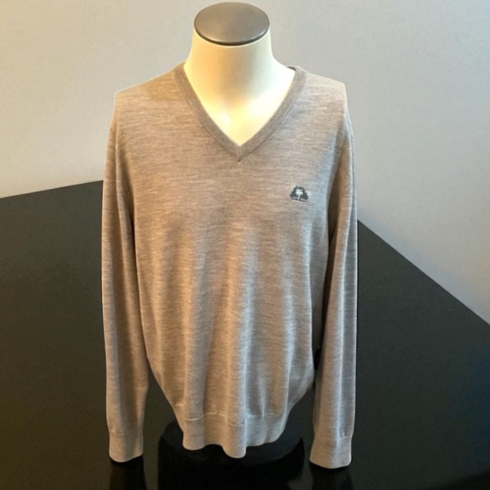 POLO RALPH LAUREN GOLF GRAY WOOL V-NECK SWEATER SIZE LARGE